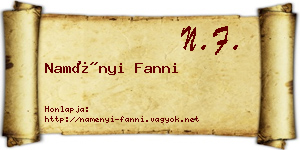 Naményi Fanni névjegykártya