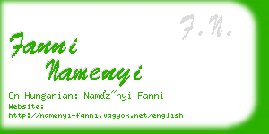 fanni namenyi business card